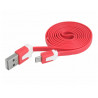 Kabel microUSB 1m płaski - czerwony