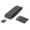 Czytnik kart 2-portowy USB 2.0 HighSpeed  SD/Micro SD, kompaktowy, czarny