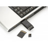 Czytnik kart 2-portowy USB 2.0 HighSpeed  SD/Micro SD, kompaktowy, czarny