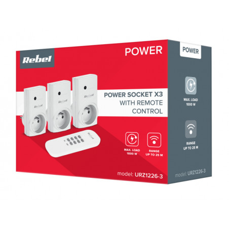 Gniazdo sieciowe Rebel sterowane pilotem (1+3)