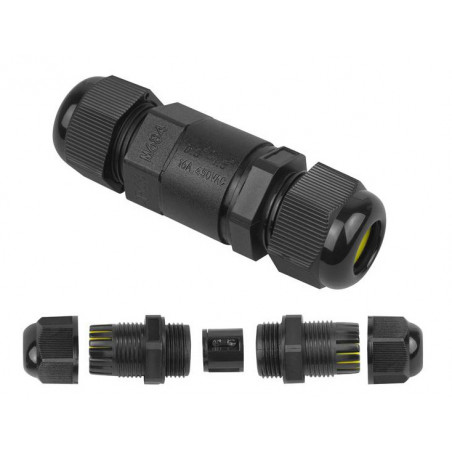 Wodoodporna mufa kablowa ze złączem 3 pr  zewodowym IP68 450V