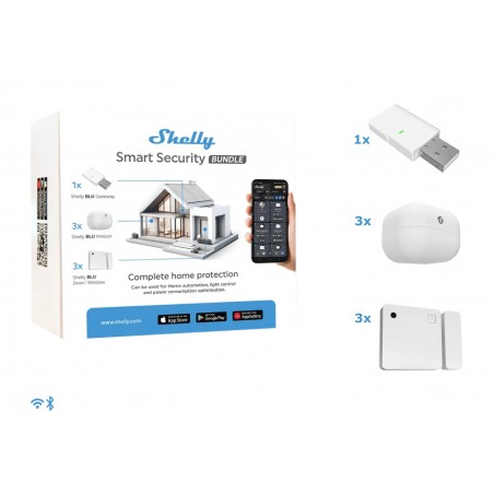 Shelly Smart Security Bundle - Zestaw bezpieczeństwa WiFi
