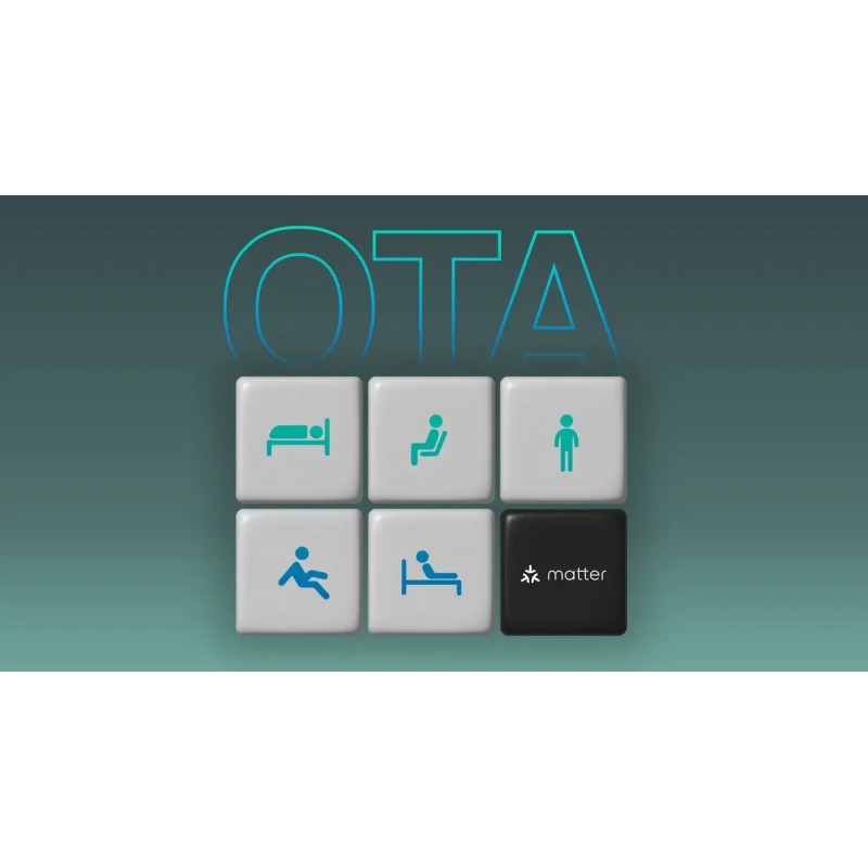 Czujnik Aqara Presence Sensor FP2 - interfejs OTA z przyciskami pozycji ciała i logo Matter.