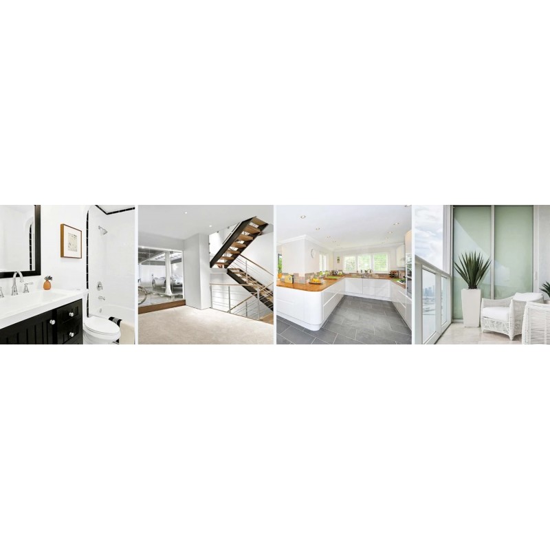 Czujnik zalania Aqara Water Leak Sensor T1 w nowoczesnym mieszkaniu - łazienka, kuchnia, taras.