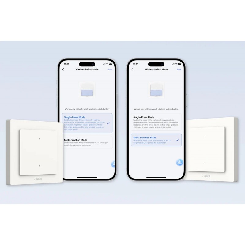 Aqara Light Switch H2 EU – inteligentny przełącznik ścienny z 4 przyciskami, Matter/Zigbee, konfiguracja w aplikacji.