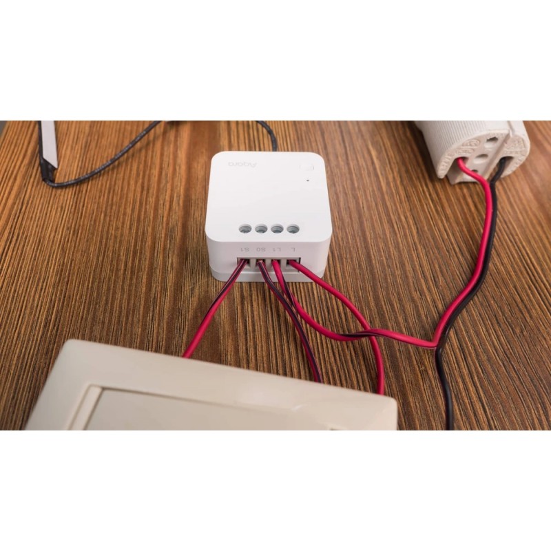 Aqara Single Switch Module T1 - inteligentny przełącznik Aqara Single Switch Module T1 - biały moduł przekaźnikowy do sterowania oświetleniem Zigbee bez neutrala.