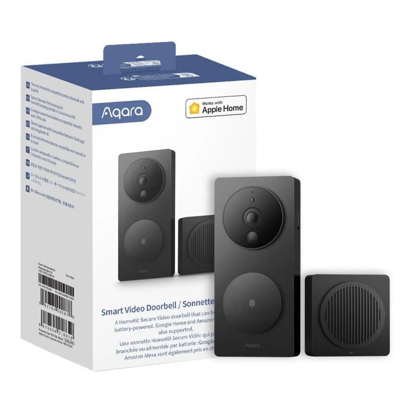 Aqara G4 wideodomofon - zdjęcie produktu Aqara Smart Video Doorbell G4 czarny w pudełku – inteligentny dzwonek z kamerą, AI i HomeKit Secure Video.