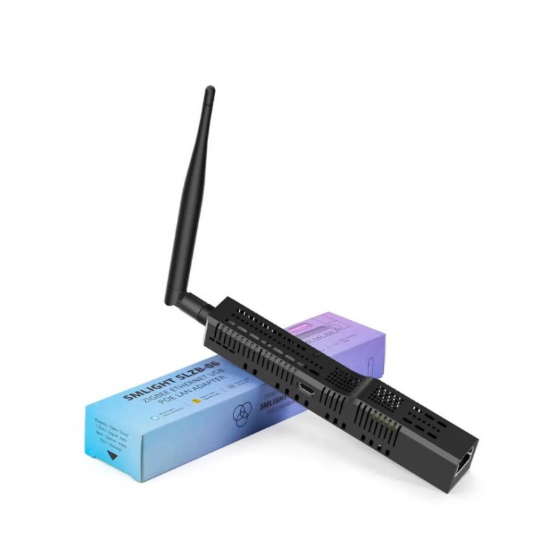 SMLIGHT SLZB-06U – koordynator Zigbee i Thread PoE/USB do Home Assistant, adapter sieciowy z anteną.