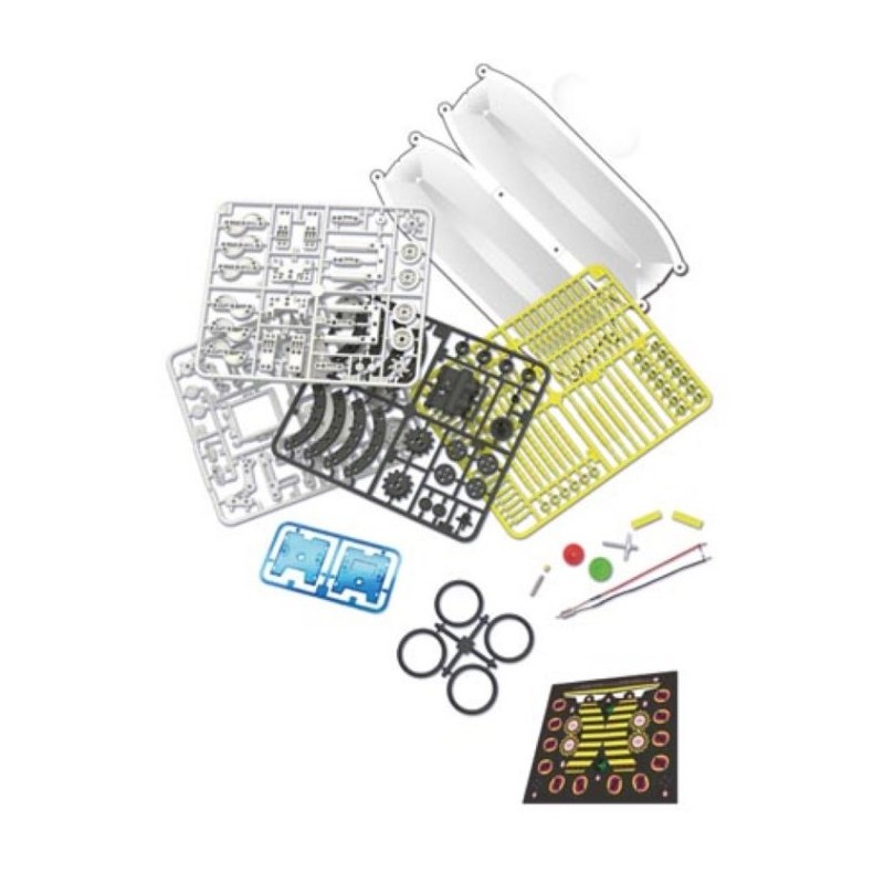 Zestaw robota edukacyjnego KSR13 - konstrukcja solarnych robotów. Elementy, płyty, koła i narzędzia do budowy modelu STEM.