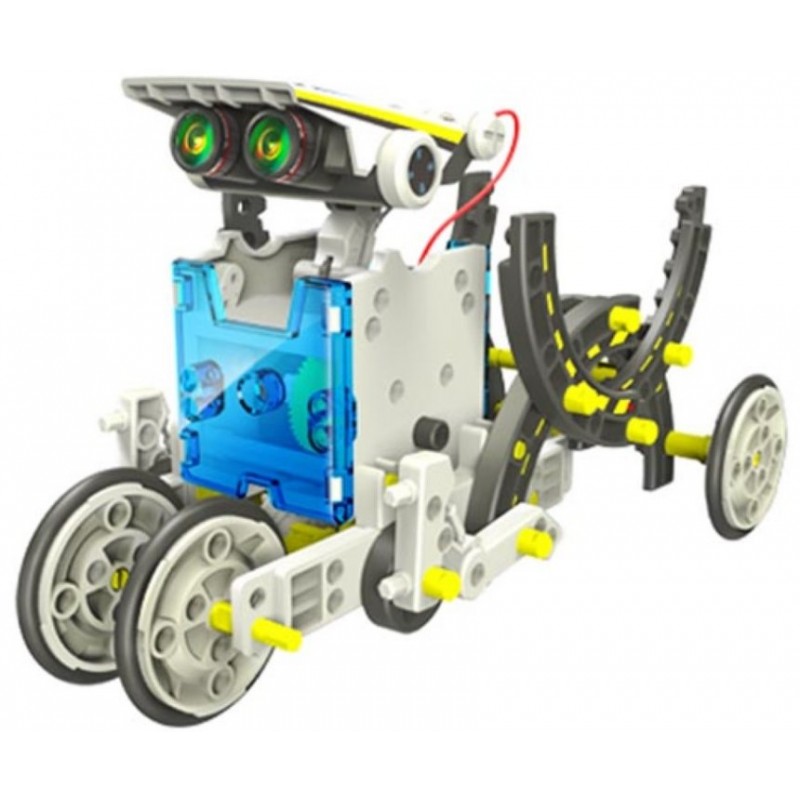 Zestaw robota edukacyjnego KSR13 - złożony model solarny z sensorami i elementami mechanicznymi na torze.