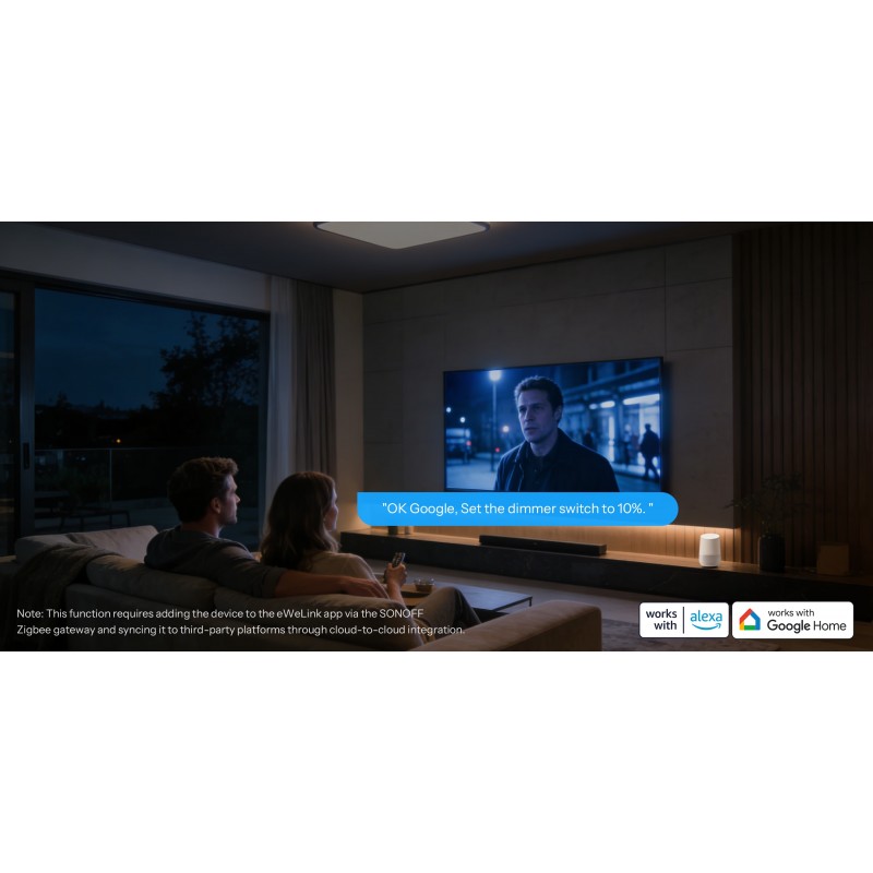 SONOFF MINI-ZBDIM: Sterowanie oświetleniem głosowo przez Google Assistant - inteligentny ściemniacz Zigbee.