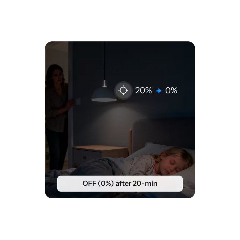 SONOFF MINI DIM – inteligentny ściemniacz WiFi Matter w działaniu. Automatyczne wyłączanie lampy po 20 minutach, idealne do pokoju dziecka.