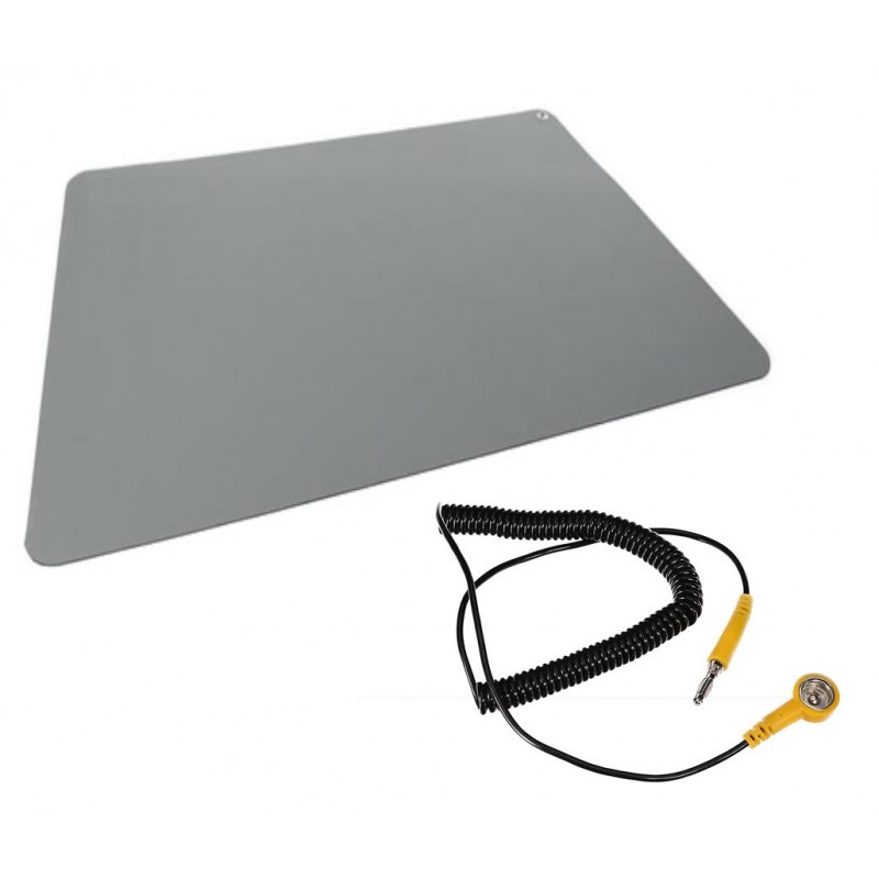 Antystatyczna mata robocza Velleman 70x100 cm z przewodowym uziemieniem ESD - zestaw do testowania przewodów.