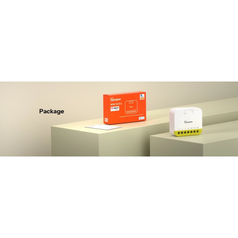 SONOFF MINI DUO-L – dwukanałowy inteligentny przełącznik Zigbee w opakowaniu. Sterowanie smart domem.