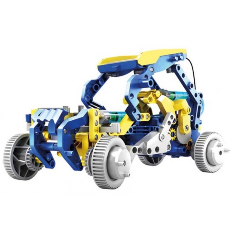 Solarne roboty KSR17 – model pojazdu z zestawu konstrukcyjnego STEM. Niebiesko-żółty robot z mechanicznymi elementami.