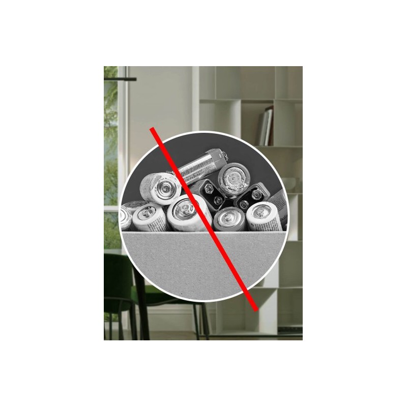 BleBox openSensor: znak zakazu wyrzucania baterii - pamiętaj o recyklingu! Czujnik WiFi okna/drzwi.