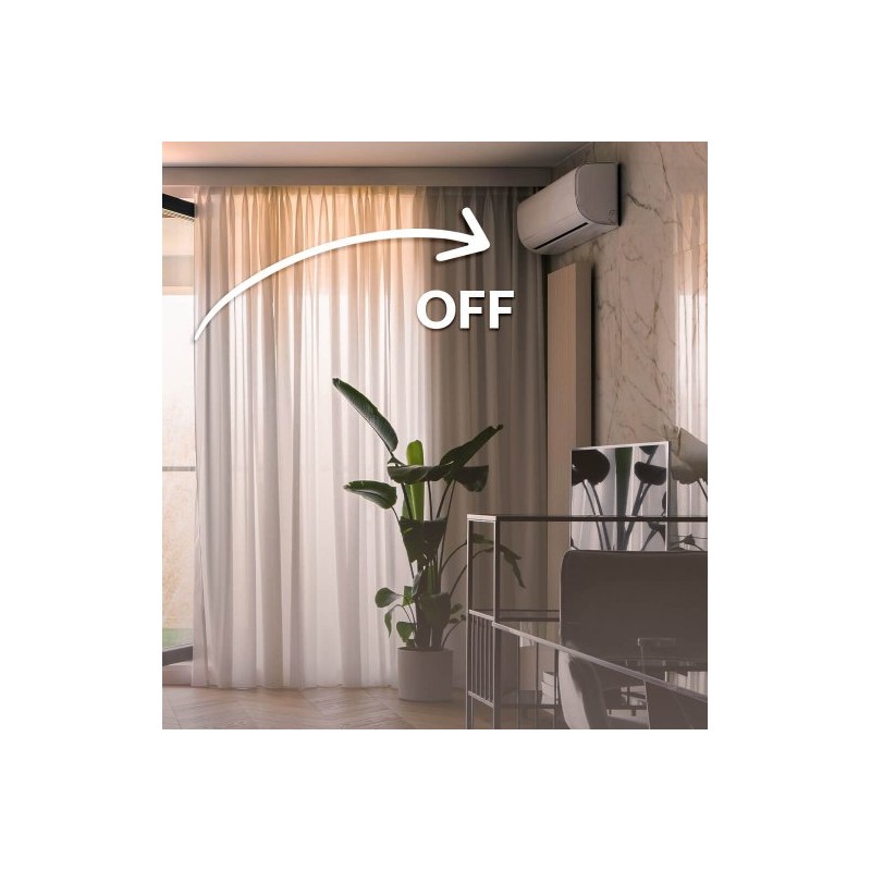 BleBox openSensor antracytowy – czujnik otwarcia okna drzwi bramy WiFi w pomieszczeniu, klimatyzator OFF.