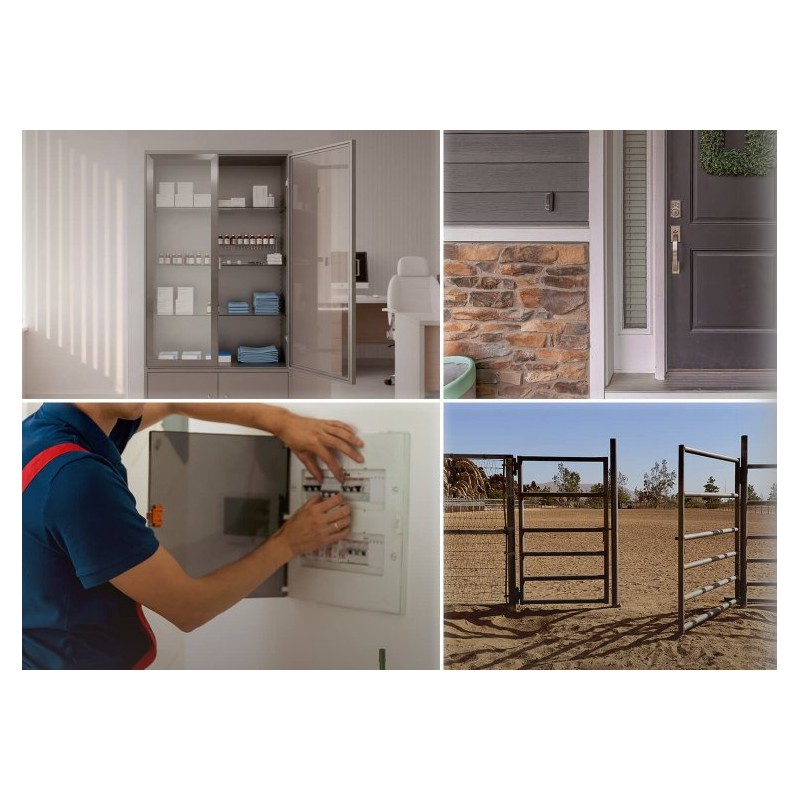 BleBox openSensor – czujnik WiFi monitorujący okna, drzwi i bramy. Przykładowe zastosowania: szafa medyczna, brama w domu.