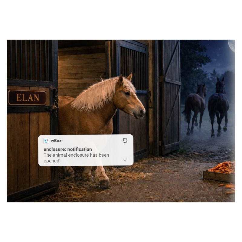 BleBox openSensor - powiadomienie o otwarciu BleBox openSensor – czujnik otwarcia okna drzwi bramy WiFi. Powiadomienie w aplikacji o otwarciu stajni.