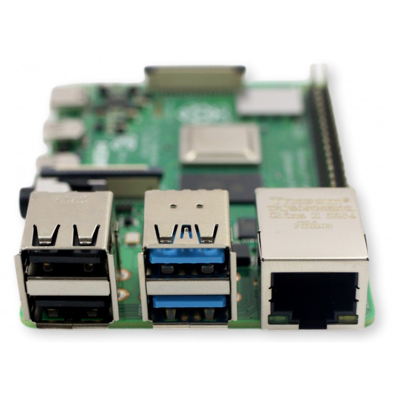 Raspberry Pi4 Model B 4GB RAM - płyta główna Raspberry Pi ze złączami USB i Ethernet.