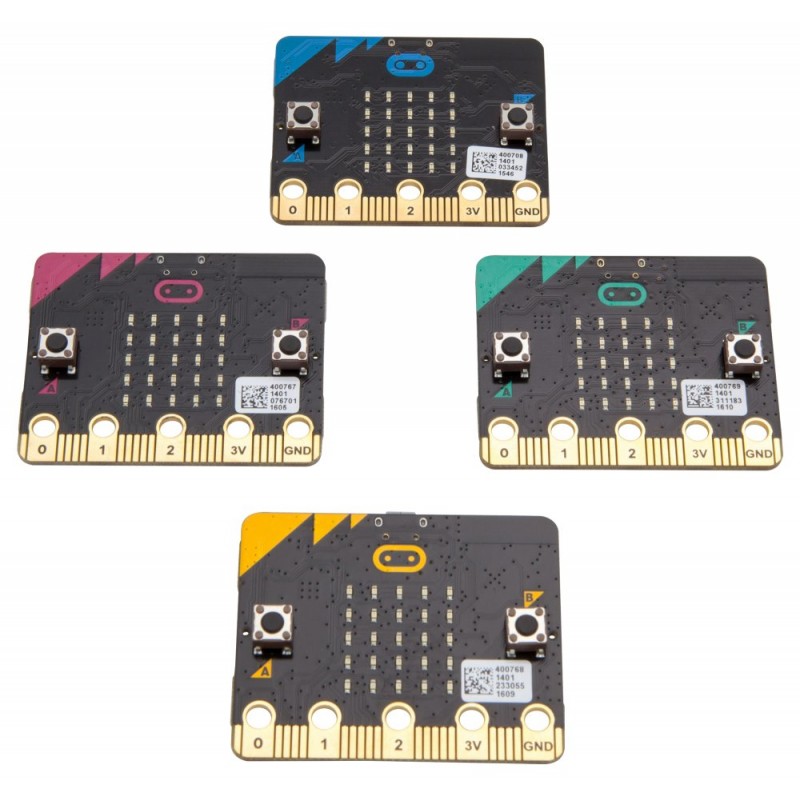 Micro:bit V2 - kolorowe karty edukacyjne do nauki programowania. Moduły BBC z przyciskami, LED i GPIO.