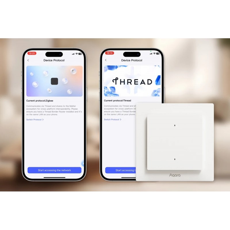 Aqara Light Switch H2 EU - sterownik oświetlenia Aqara Light Switch H2 EU – biały przełącznik inteligentny, sterowanie Zigbee/Thread, monitorowanie zużycia energii.