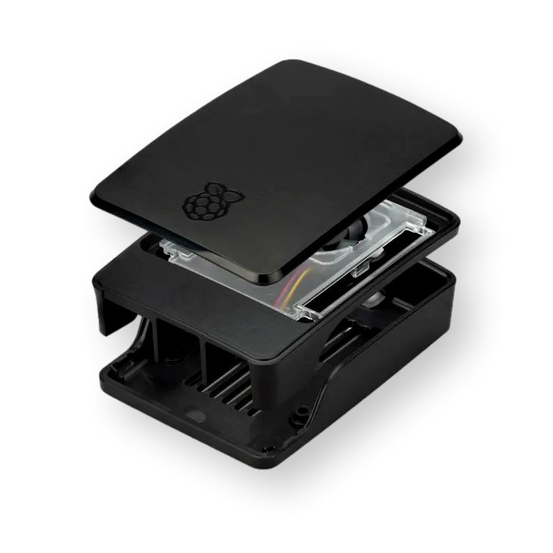 Obudowa Raspberry Pi 5 czarno-szara z wentylatorem