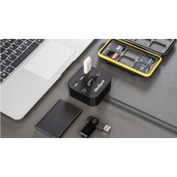 Rebel Comp - hub USB 2.0 3-portowy z czytnikiem kart pamięci