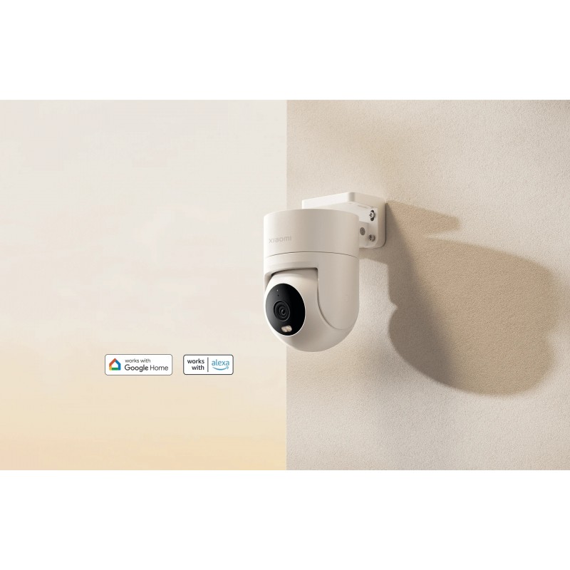 Xiaomi CW300 Kamera Zewnętrzna Xiaomi Outdoor Camera CW300 – biała kamera zewnętrzna WiFi 2.5K do montażu na ścianie, kompatybilna z Google Home i Alexa.