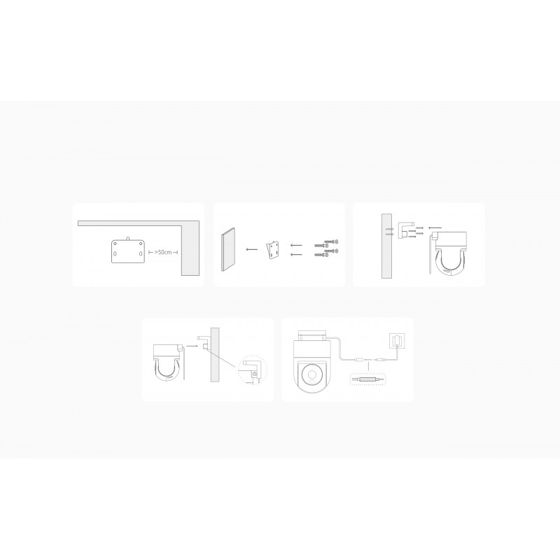 Xiaomi CW300 instrukcja montażu Xiaomi Outdoor Camera CW300 - schemat montażu kamery zewnętrznej. Instrukcja krok po kroku: mocowanie, podłączenie kabli.