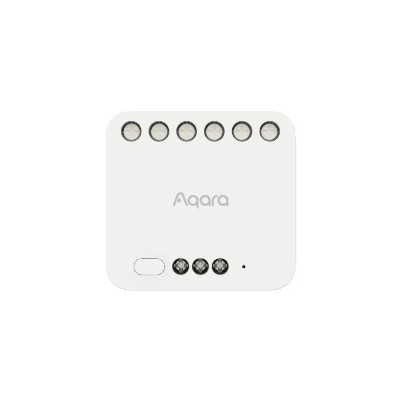 Aqara T2 - Inteligentny przełącznik podwójnego przekaźnika Aqara Dual Relay Module T2 – biały inteligentny przełącznik z sześcioma przyciskami, sterowanie Zigbee, HomeKit, Matter.