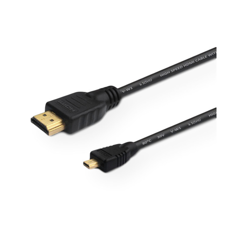 Kabel HDMI-microHDMI V1.4 highspeed 1m pozłacane końcówki, czarny, Elmak SLAVIO