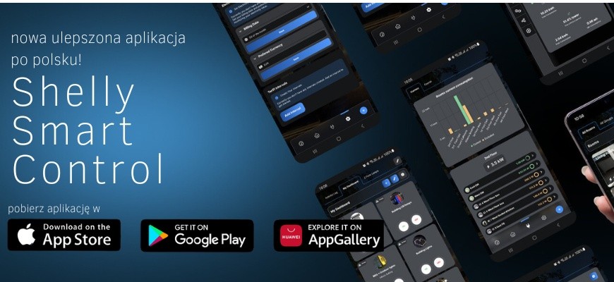 Shelly Smart Control – aplikacja do sterowania urządzeniami Shelly. Pobierz w App Store, Google Play i AppGallery.