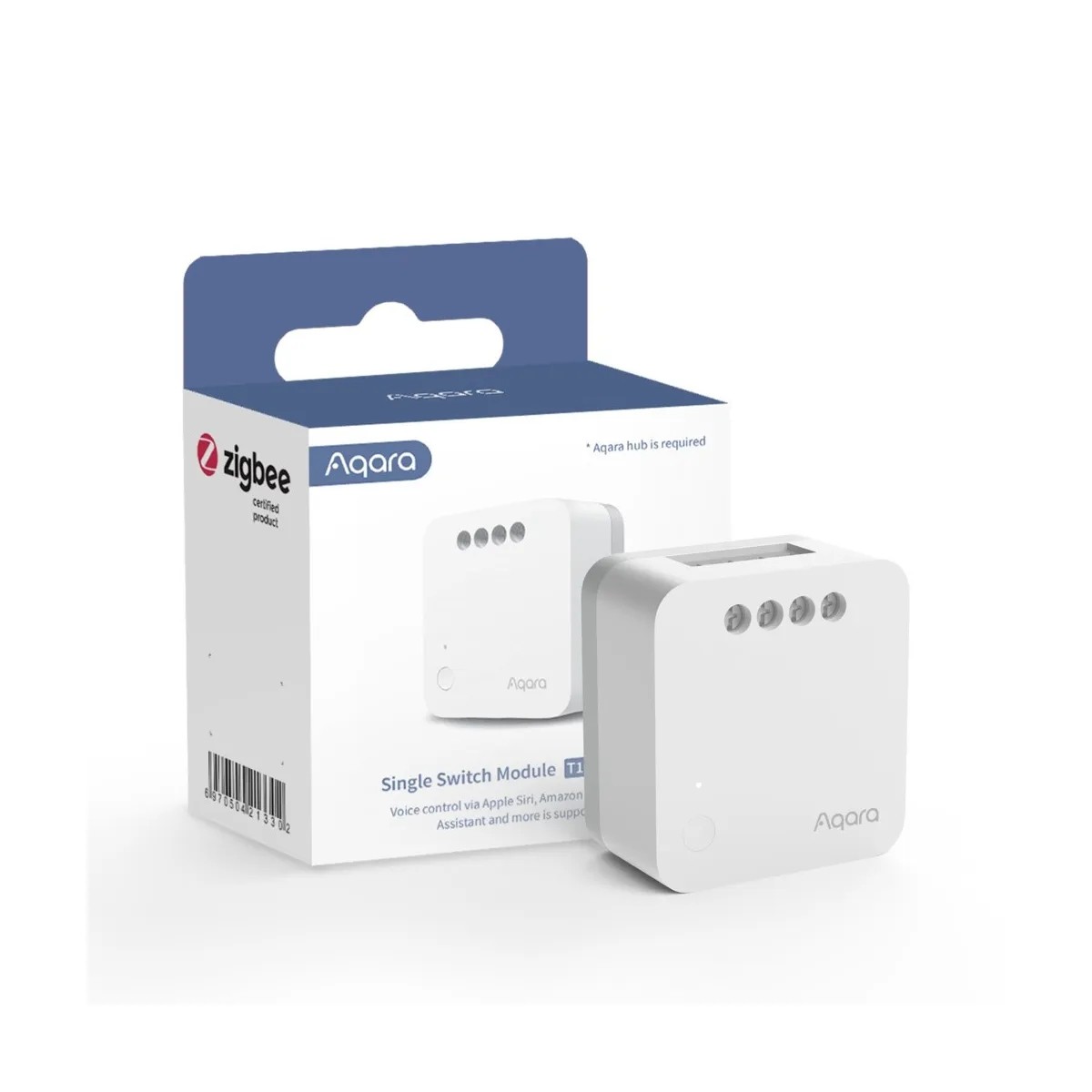 Aqara T1 - Moduł przekaźnikowy Zigbee Aqara Single Switch Module T1 – biały moduł przekaźnikowy Zigbee w opakowaniu. Sterowanie głosowe (Siri, Alexa). Wymaga huba Aqara.