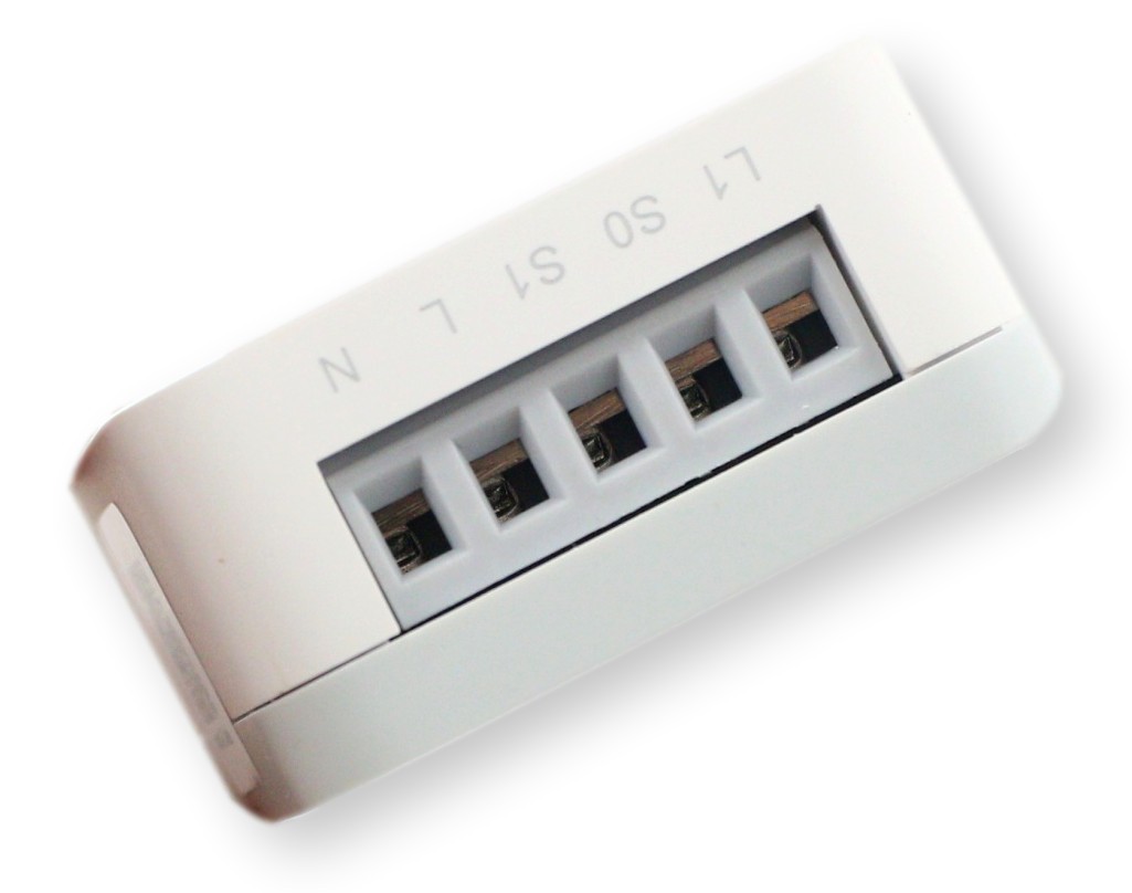 Aqara Single Switch Module T1 - przekaźnik Aqara Single Switch Module T1 – przekaźnik Zigbee EU SSM-U01 z terminalami L1, S0, S1, L, N do podłączenia przewodów.