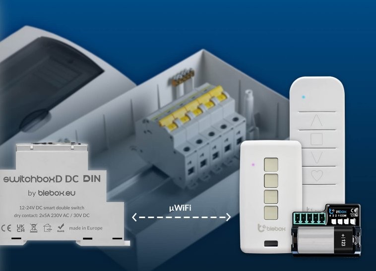 Bleebox switchBoxD DC DIN - inteligentny przełącznik SwitchBoxD DC DIN od blebox.eu – inteligentny przełącznik WiFi do prądu DC/AC, sterownik zdalny i moduł zasilający.