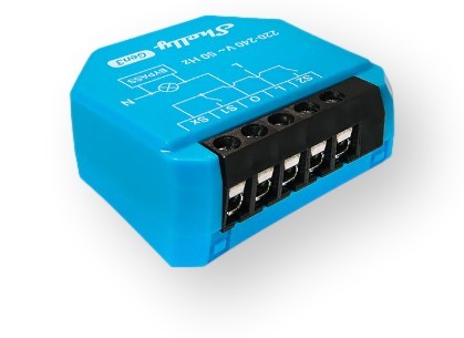 Shelly 1 Gen3 - schemat połączeń Shelly 1 Gen3 – inteligentny przekaźnik WiFi do sterowania oświetleniem, schemat podłączenia na module.
