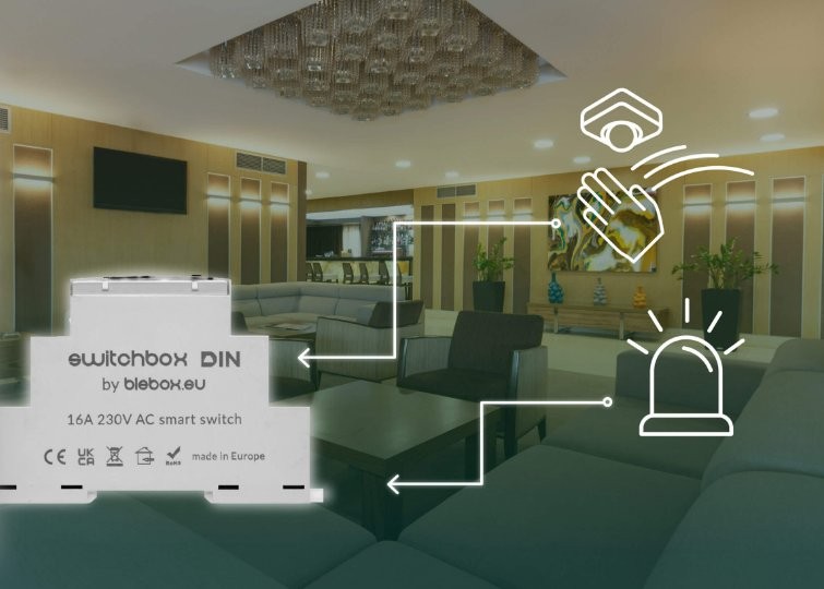 SwitchBox DIN blebox – inteligentny przekaźnik 16A do montażu w rozdzielnicy, sterowanie ręczne i przez aplikację.