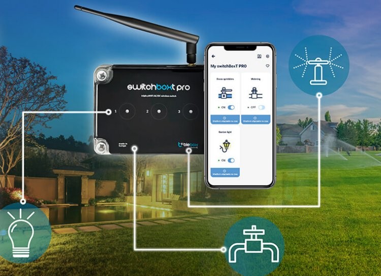 switchBoxT PRO – czarny przełącznik Bluetooth do sterowania urządzeniami domowymi. Sterowanie przez aplikację.