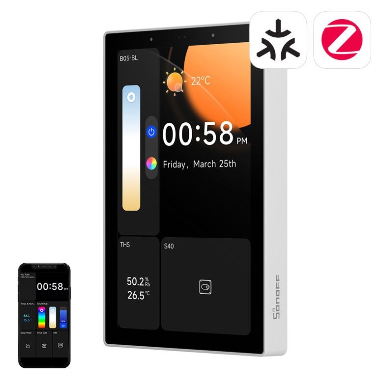 SONOFF NSPanel Pro - panel sterowania smart home SONOFF NSPanel Pro – inteligentny ekran domowy WiFi/Bluetooth/ZigBee Matter, wyświetla czas, temperaturę i wilgotność.