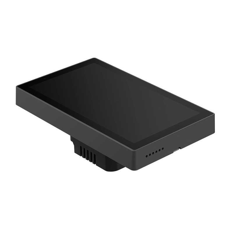 SONOFF NSPanel Pro - panel sterowania SONOFF NSPanel Pro - czarny panel sterowania WiFi/Bluetooth/ZigBee Matter, terminal dotykowy na białym tle.