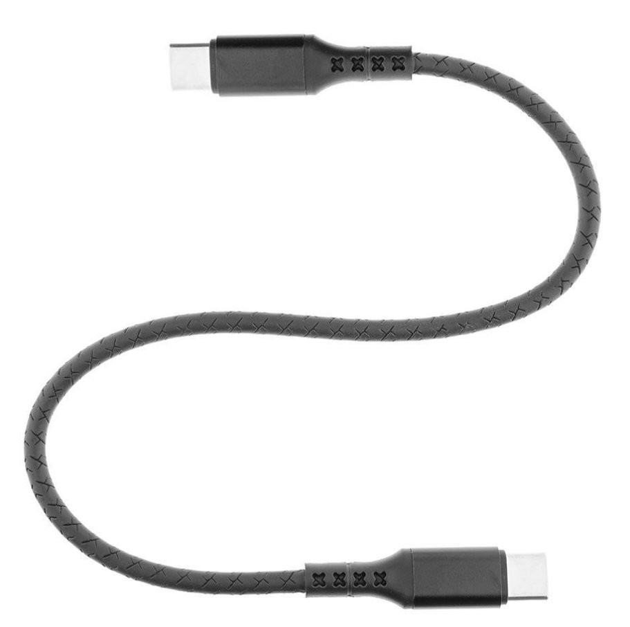 Czarny kabel USB-C 50cm z tkanym przekrojem i znakami 'X'