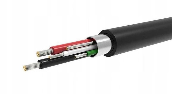 Kabel Ampere Typ C 50cm czarny - przekrój na trzy przewody
