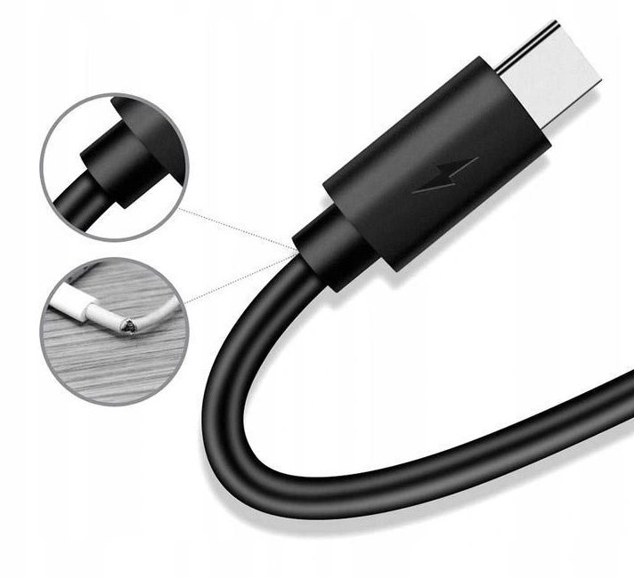 Kabel USB-C 50cm czarny z zabezpieczonym końcem i elastycznym przewodem