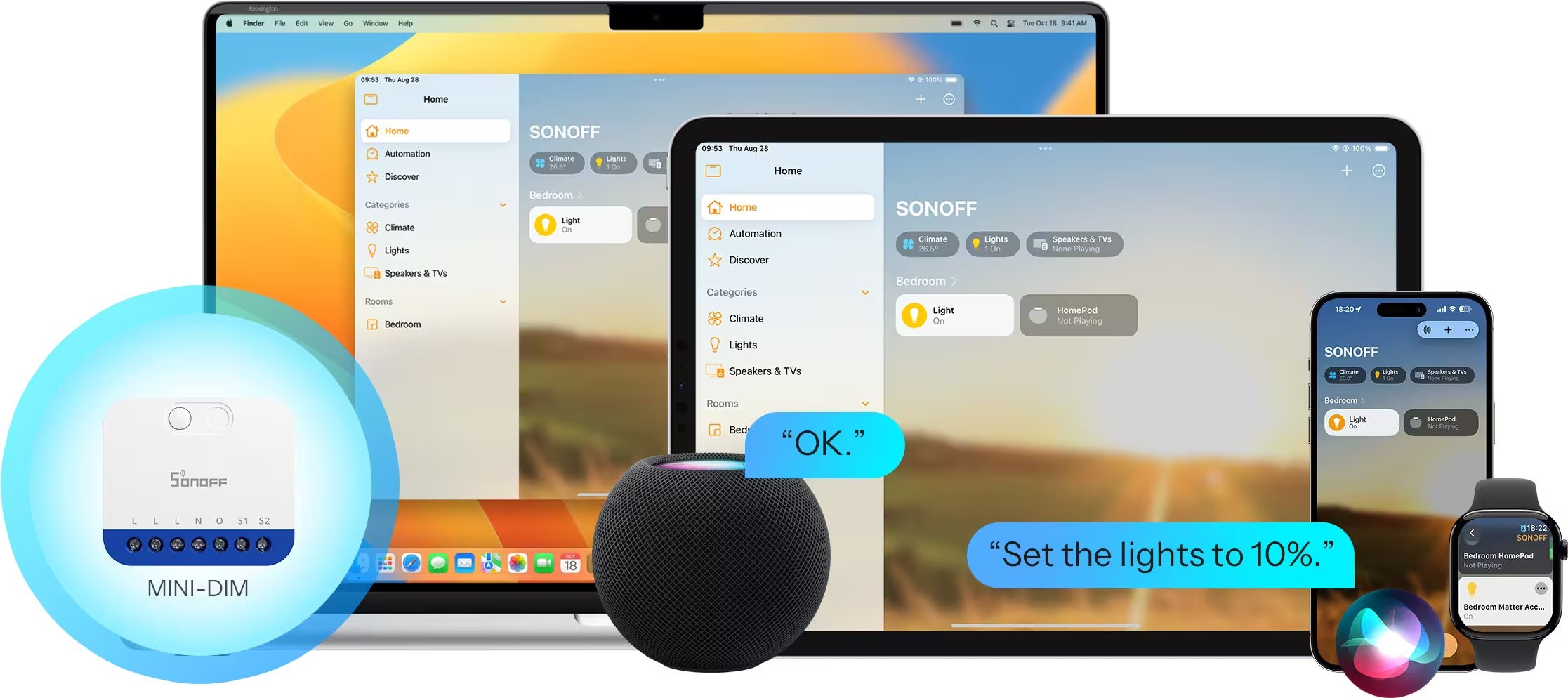 SONOFF MINI-DIM - inteligentny mini sterownik WiFi Matter dla oświetlenia