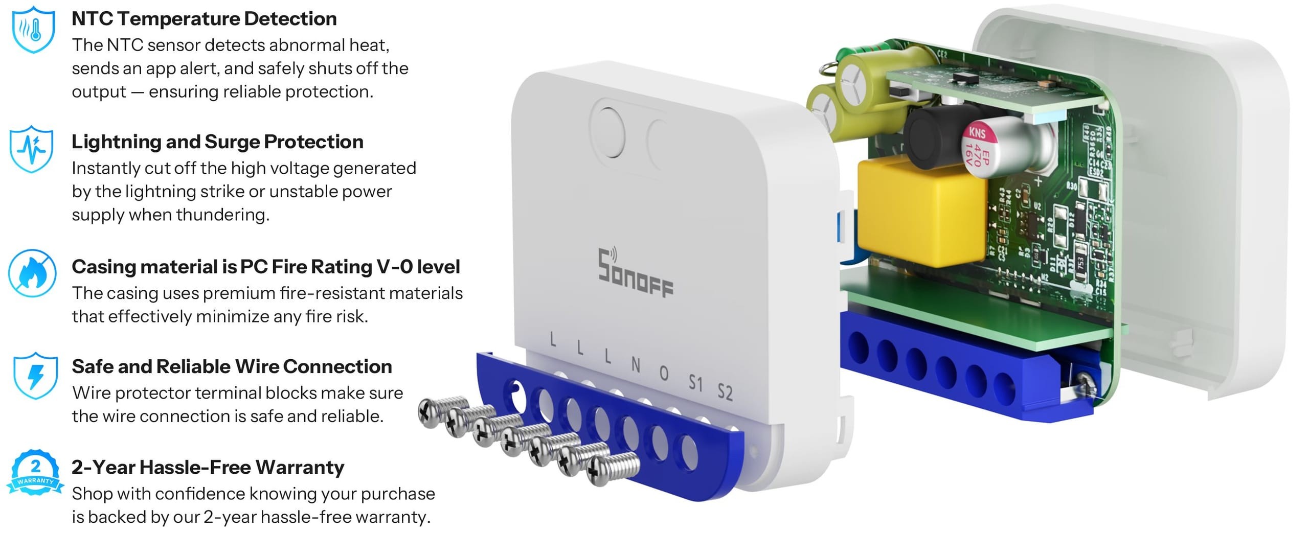 SONOFF MINI-DIM Inteligentny mini sterownik / ściemniacz WiFi Matter z otwartą obudową
