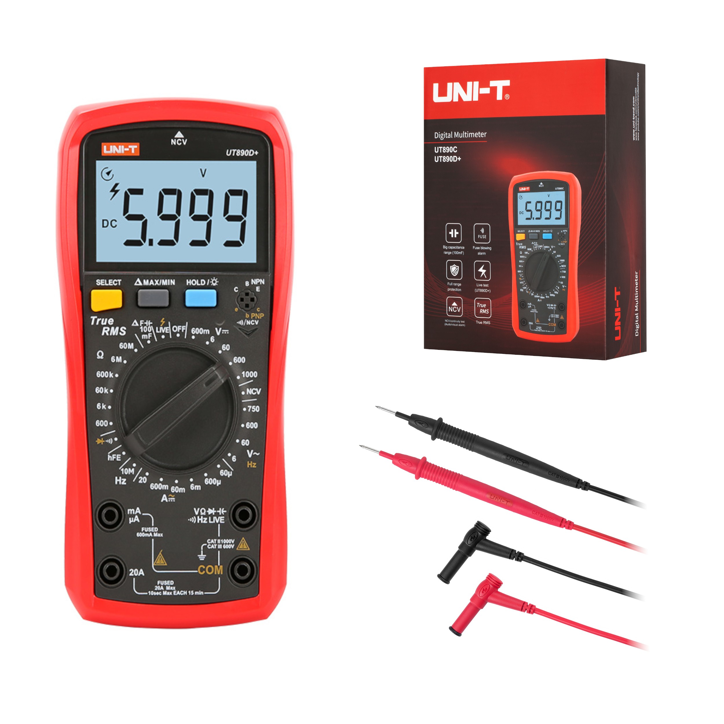 Uni-T UT890D+ multimetr cyfrowy z wyświetlaczem LCD