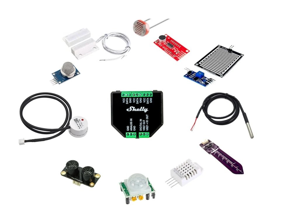 Shelly Plus Add-on - zestaw komponentów Zestaw komponentów elektronicznych Shelly Plus Add-on do budowania systemów IoT