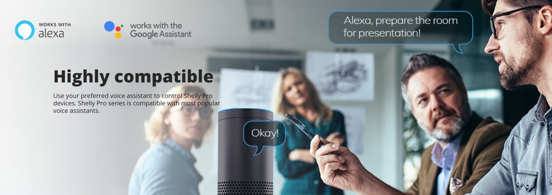 Shelly Pro 2PM - czarny cylindryczny produkt kompatybilny z Alexa i Google Assistant