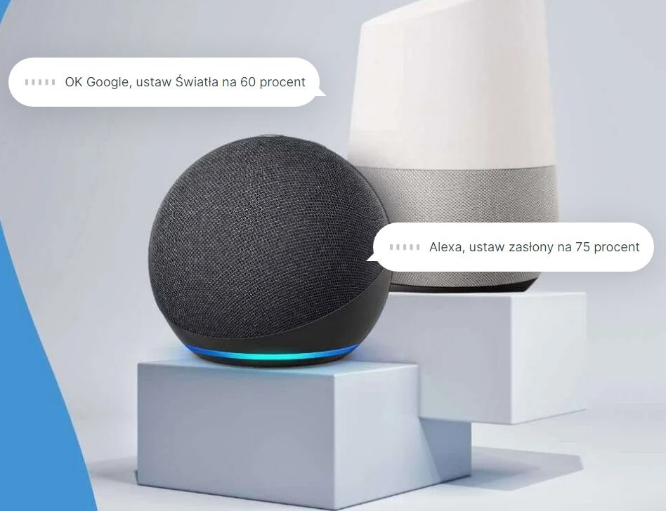 Shelly Pro Dimmer 2PM - sterowanie domem Shelly Pro Dimmer 2PM wraz z inteligentnymi głośnikami Google Nest Hub i Amazon Echo
